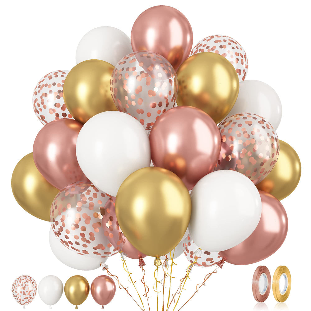 Paready rose gold and white balloons set for elegant wedding or party decor