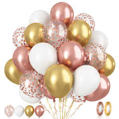 Paready rose gold and white balloons set for elegant wedding or party decor