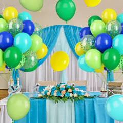 Paready yellow balloons brighten the party setup with cheerful pops