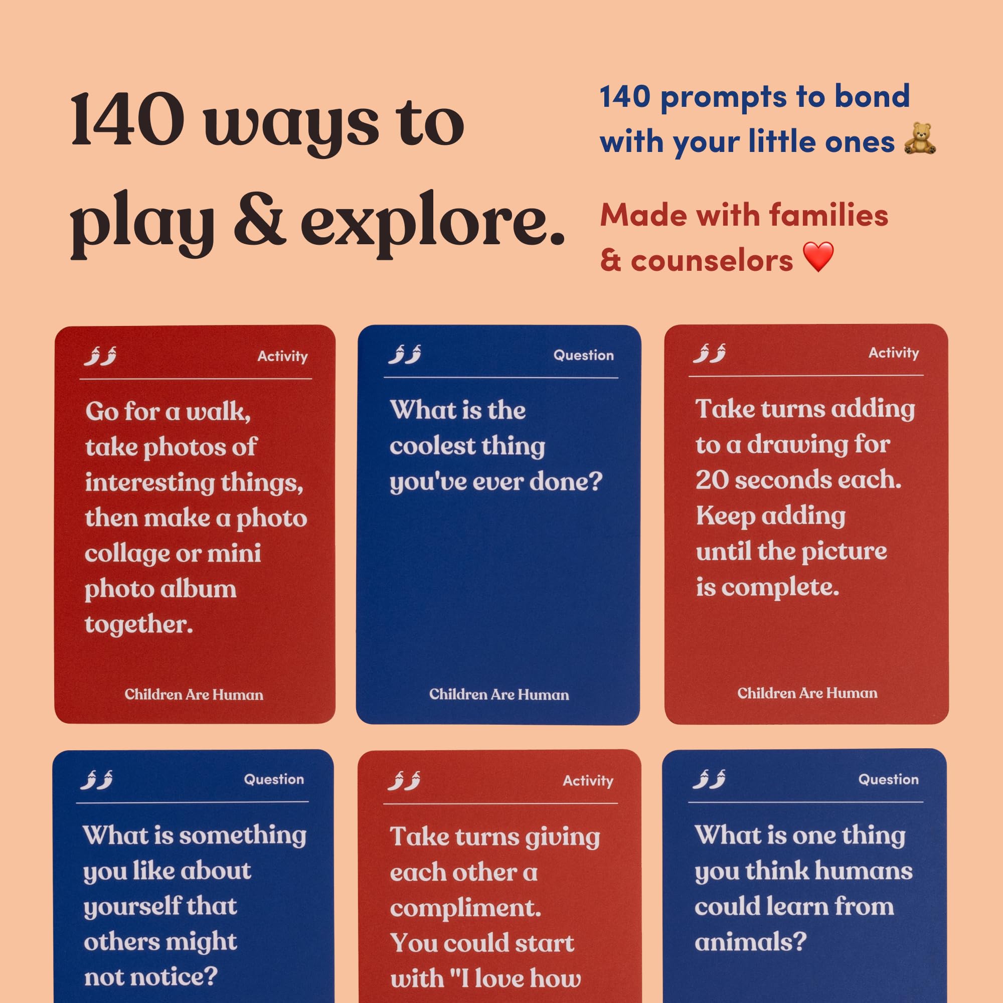 Activity card sample from Children Are Human inspires creative shared adventures.