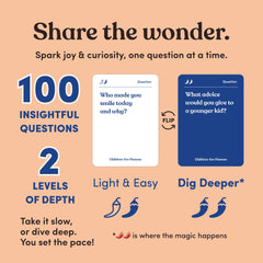 Level 2 topic cards prompt deeper discussions with your child.