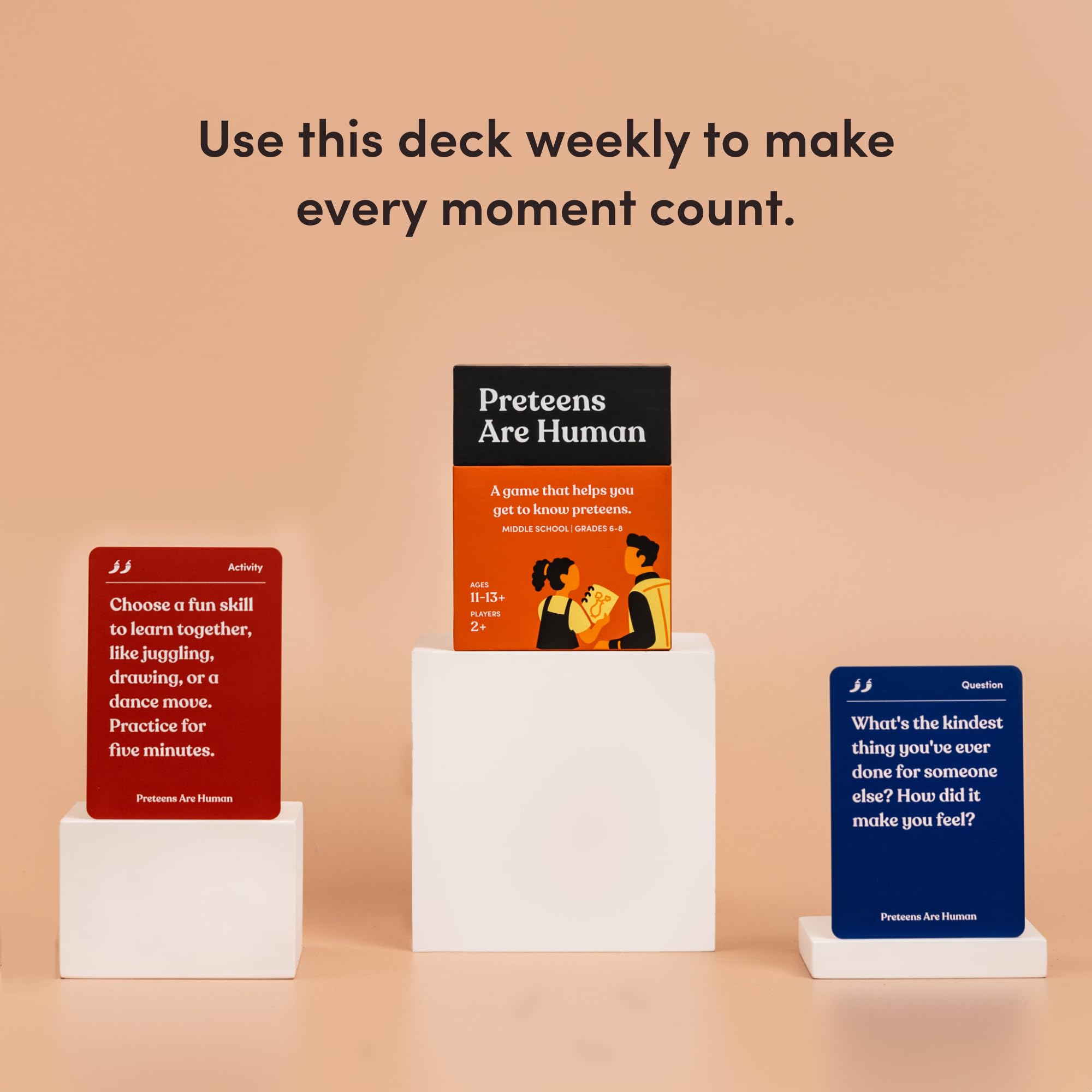 Parents Are Human Preteens Are Human card design highlights quality handling