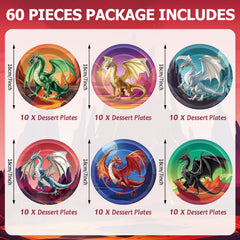 Pargreeff dragon plates six-styles create a lively dragon-themed ambiance.