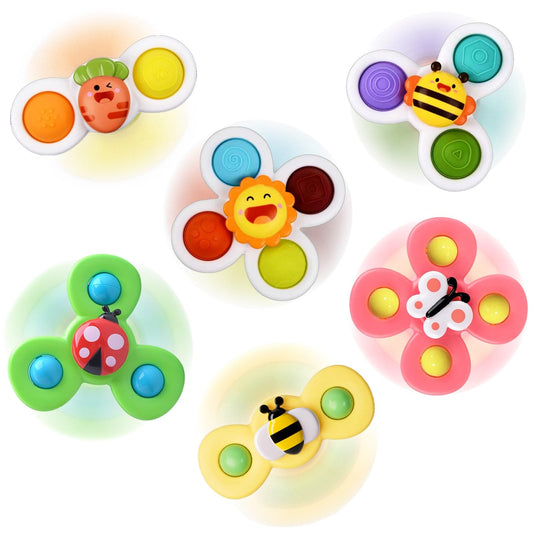 PARHILYAR suction cup spinner toy on bath surface to engage baby