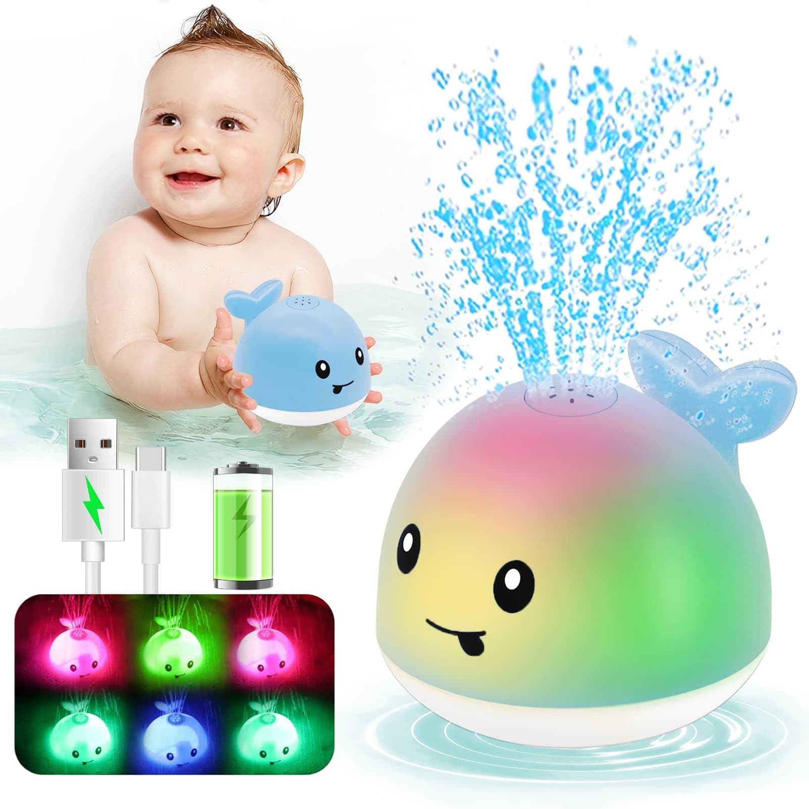 PARHILYAR whale bath toy water sprinkler for engaging splash-time play