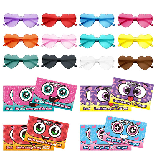 PARSUP Valentine card pattern 1 with heart glasses, ideal for classroom exchanges.
