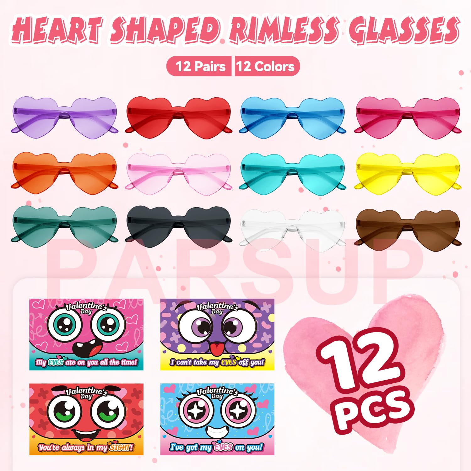 PARSUP Valentine card pattern 3 with heart glasses, colorful and engaging.