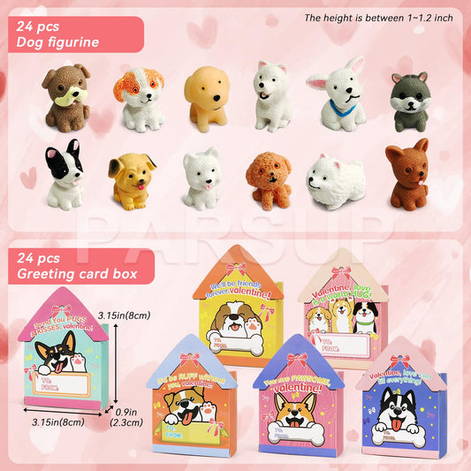 PARSUP Valentine cards showcasing 24 cards with six puppy breeds for exchanges.