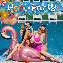Partico Hawaiian pool banner adds tropical decor for festive occasions.