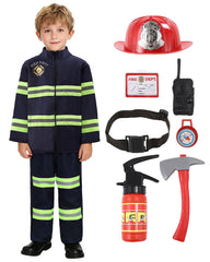 PARTTELY fireman costume jacket and pants set for kids, durable pretend play.