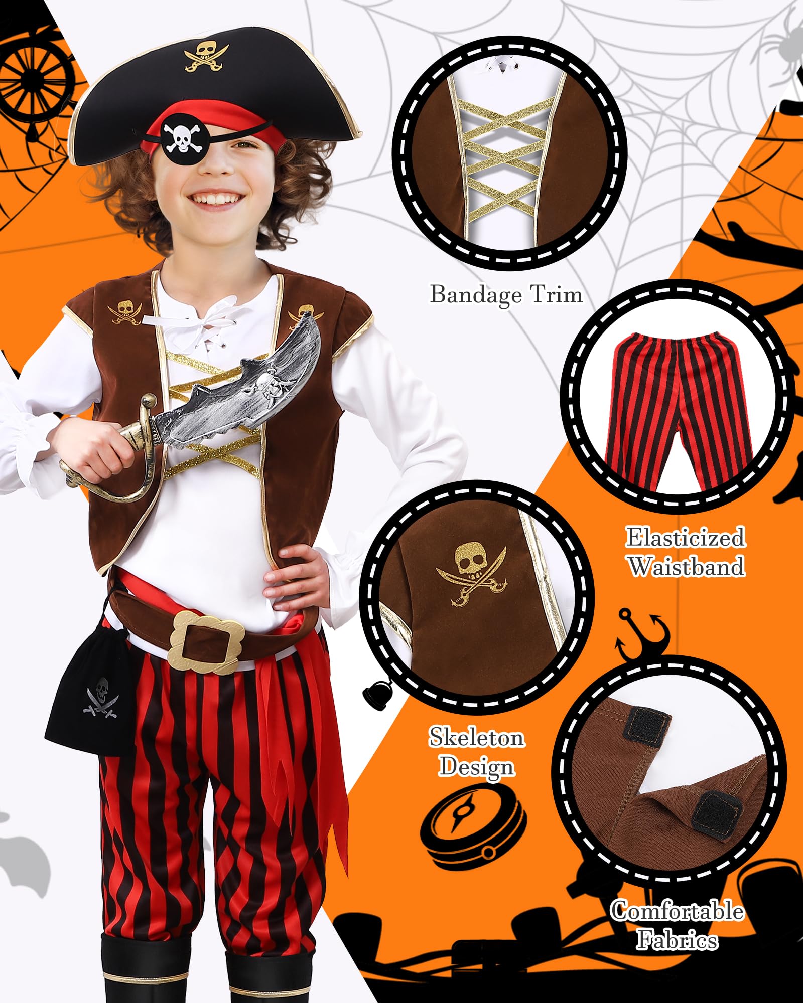 PARTTELY pirate costume bandanna; vibrant accessory for swashbuckling outfits.