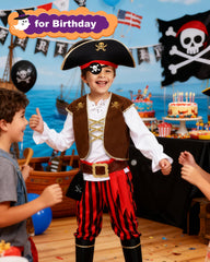 PARTTELY pirate pants with boot tops; flexible fit for active adventures.