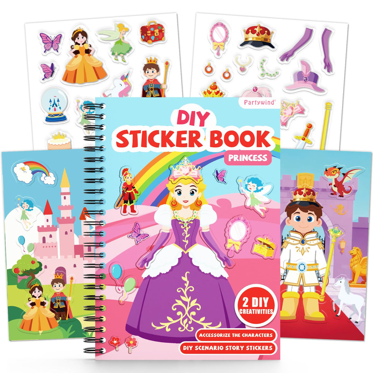 PARTYWIND Princess Sticker Book cover, inviting imaginative play for curious toddlers