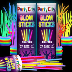 Party City 200 glow sticks 8-inch pack for vibrant night events