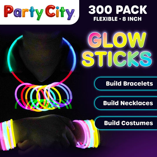 Party City Glow Sticks Connectors bulk enables wearable bracelets and necklaces for immersive neon fun.