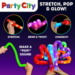 Party City pop tubes with 3 LED modes offer versatile glow options