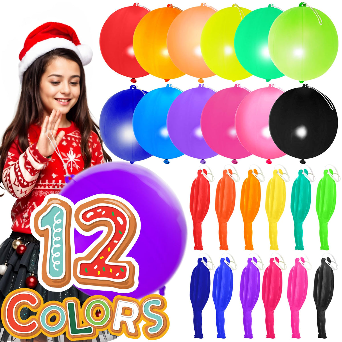 Party Dragon 30 punch balloons in 18-inch size for vibrant party fun and safe play.