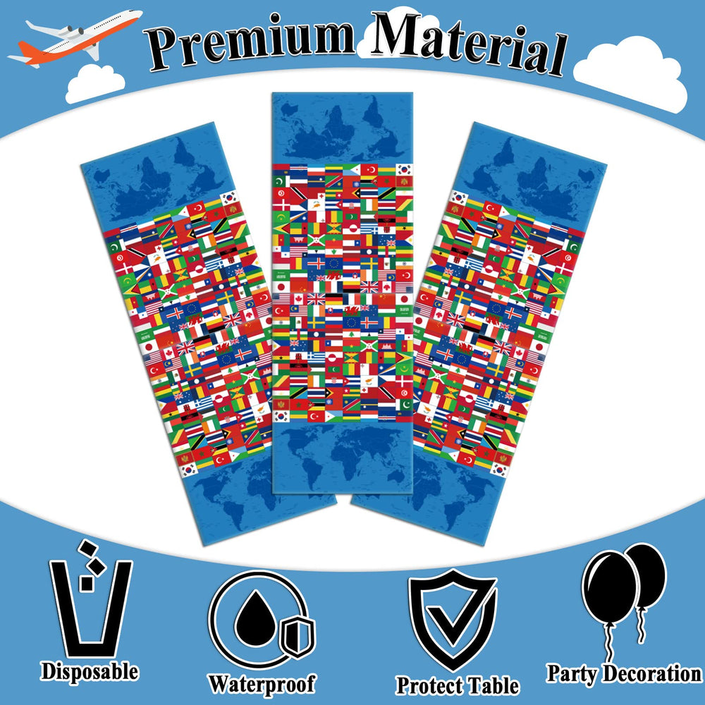 Party Greeting 3-piece tablecloth set for quick, clean event setup