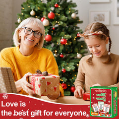 Party Greeting family game night scene with friends enjoying Christmas Taboo.