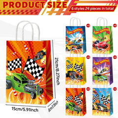 Party Greeting hot car bags feature vibrant race car designs ideal for treats.