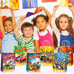 Party Greeting hot car wheel bag is sized 8.3 x 5.9 x 3.2 inches, roomy for goodies.