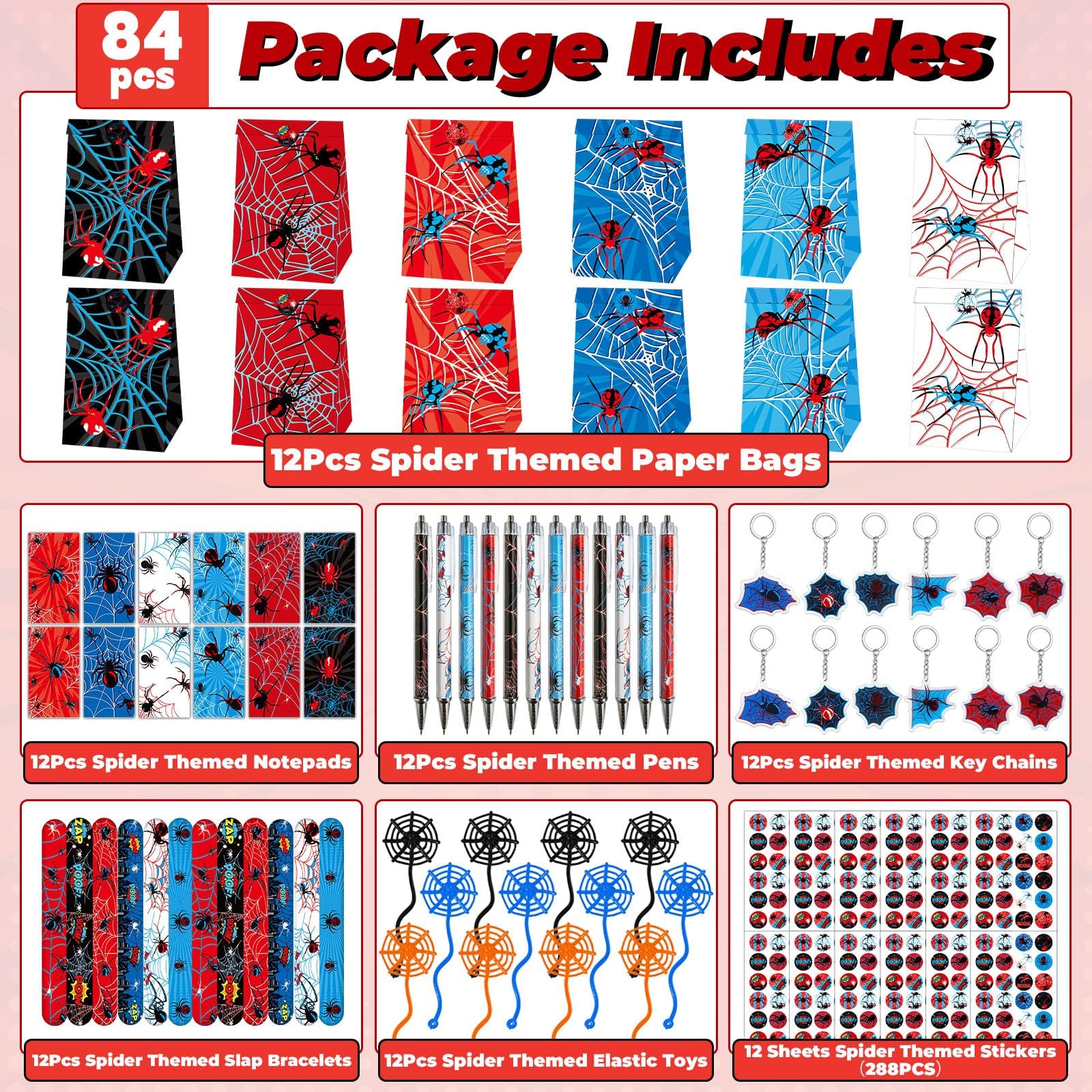 Party Greeting spider notepads for quick notes during games.