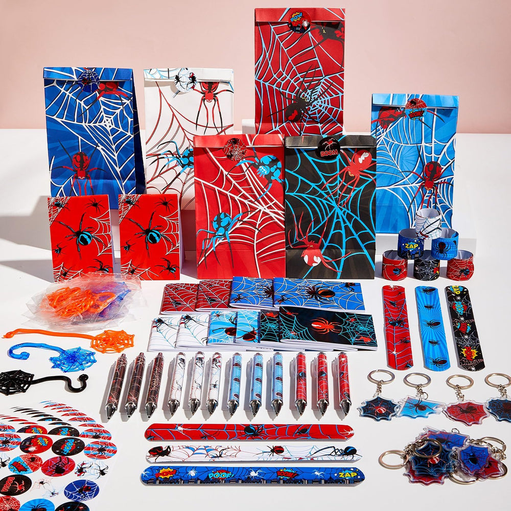 Party Greeting spider web slap bracelets add playful flair to celebrations.
