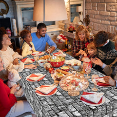 Party Greeting western theme tablecloth elevates rustic party atmosphere.