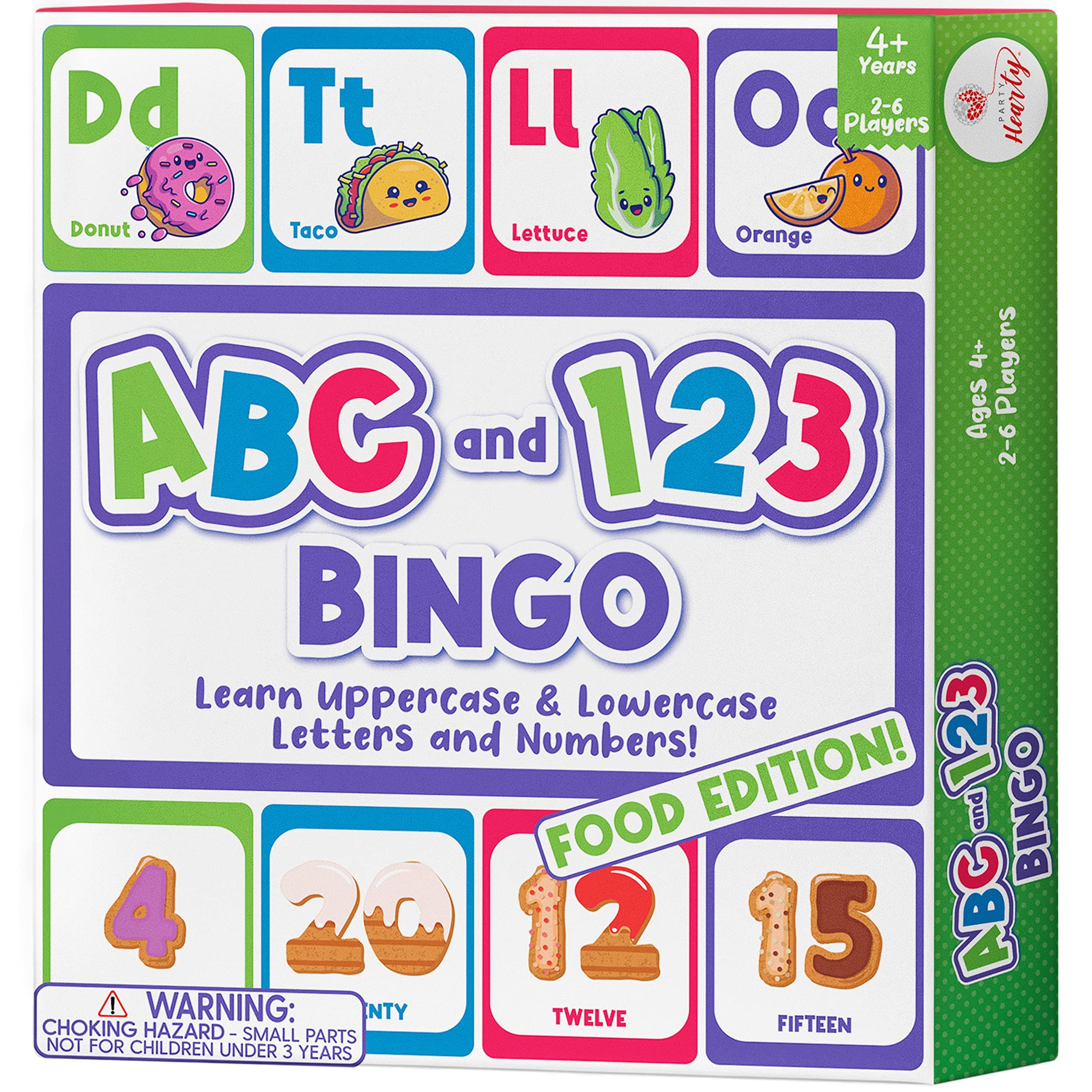 Party Hearty alphabet-number bingo board setup for group learning.