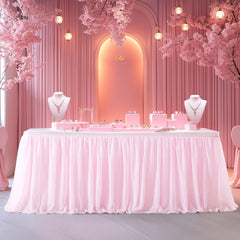 Party Talk pink table decor suitable for birthdays and baby showers.