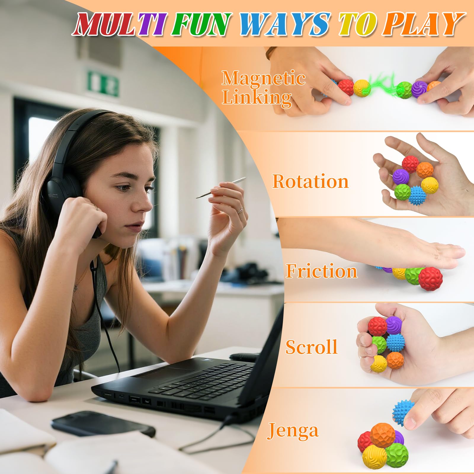 Party Tonight quiet desk fidget ball ideal for silent work environments