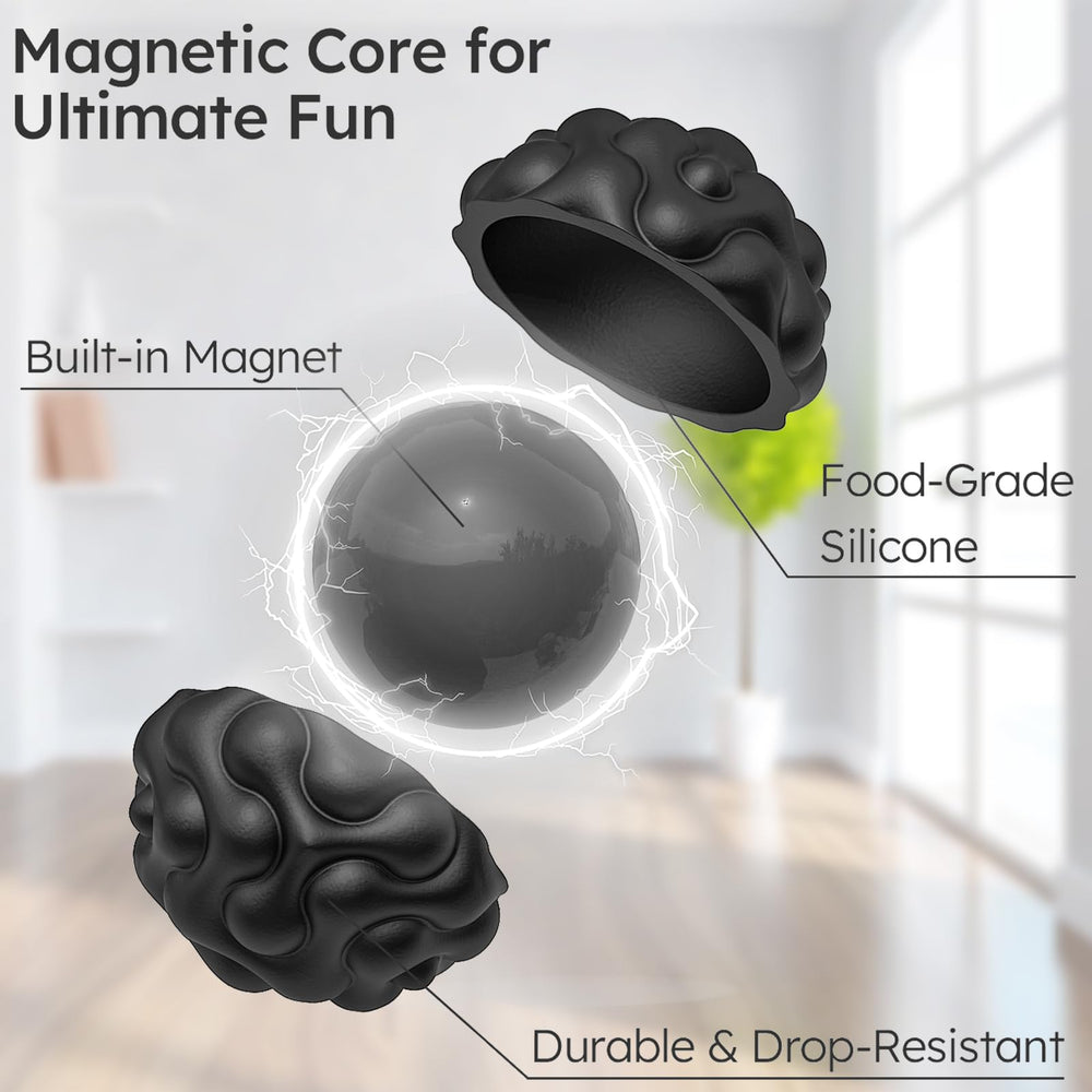 Party Tonight silicone magnetic balls—textured exterior surfaces stimulate senses for calming desk play.