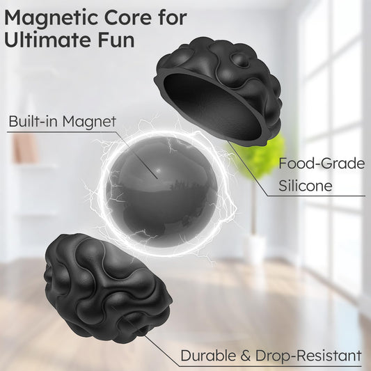 Party Tonight silicone magnetic balls—textured exterior surfaces stimulate senses for calming desk play.