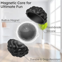 Party Tonight silicone magnetic balls—textured exterior surfaces stimulate senses for calming desk play.