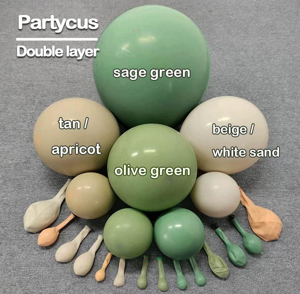 Double-stuffed avocado/olive green balloons add depth for safari themes
