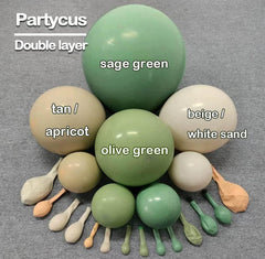 Double-stuffed avocado/olive green balloons add depth for safari themes