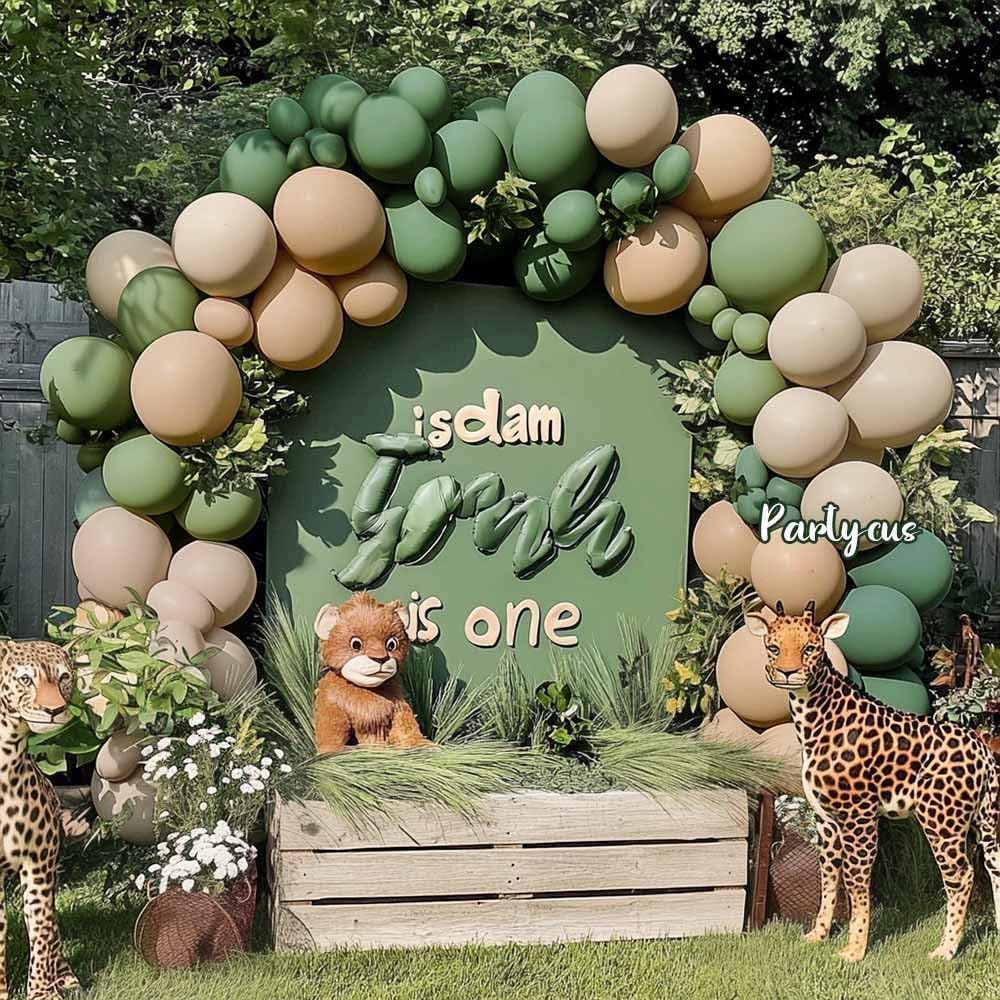 Double-stuffed sage green balloons provide an opaque bold look for photos