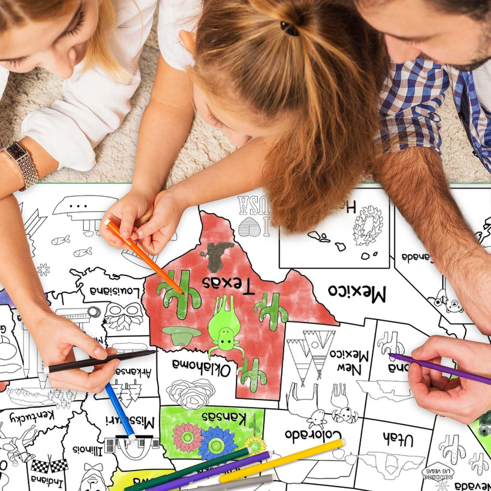 PartyGarden US Map Coloring Poster family-activity enables creative home learning
