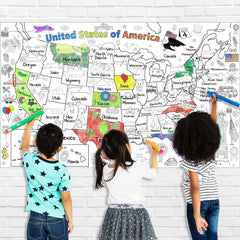PartyGarden US Map Coloring Poster tablecloth doubles as a durable coloring surface