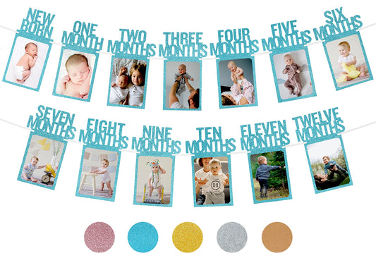 PartyHooman first-birthday banner blue prestrung ready to hang