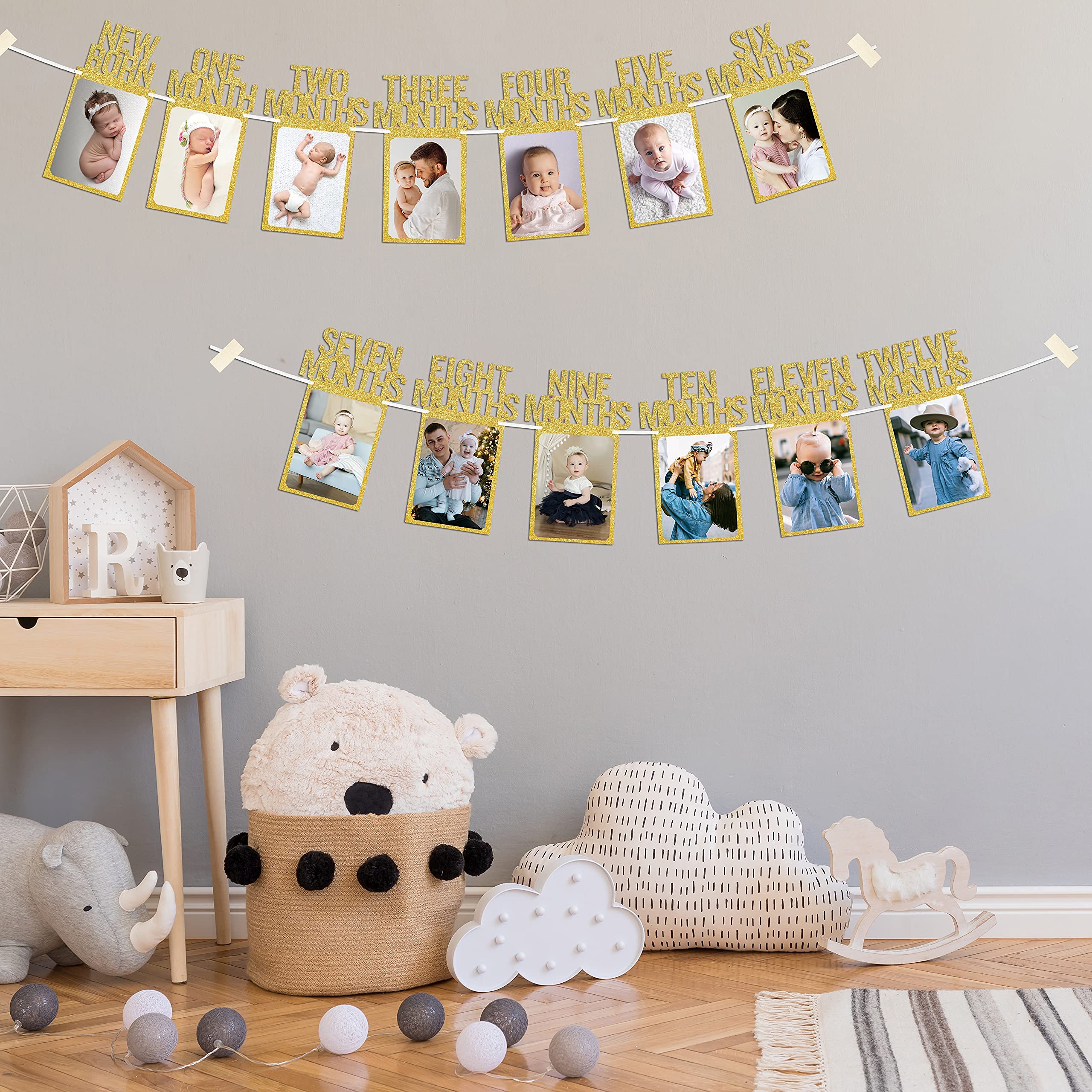 PartyHooman gold banner closeup adds festive elegance