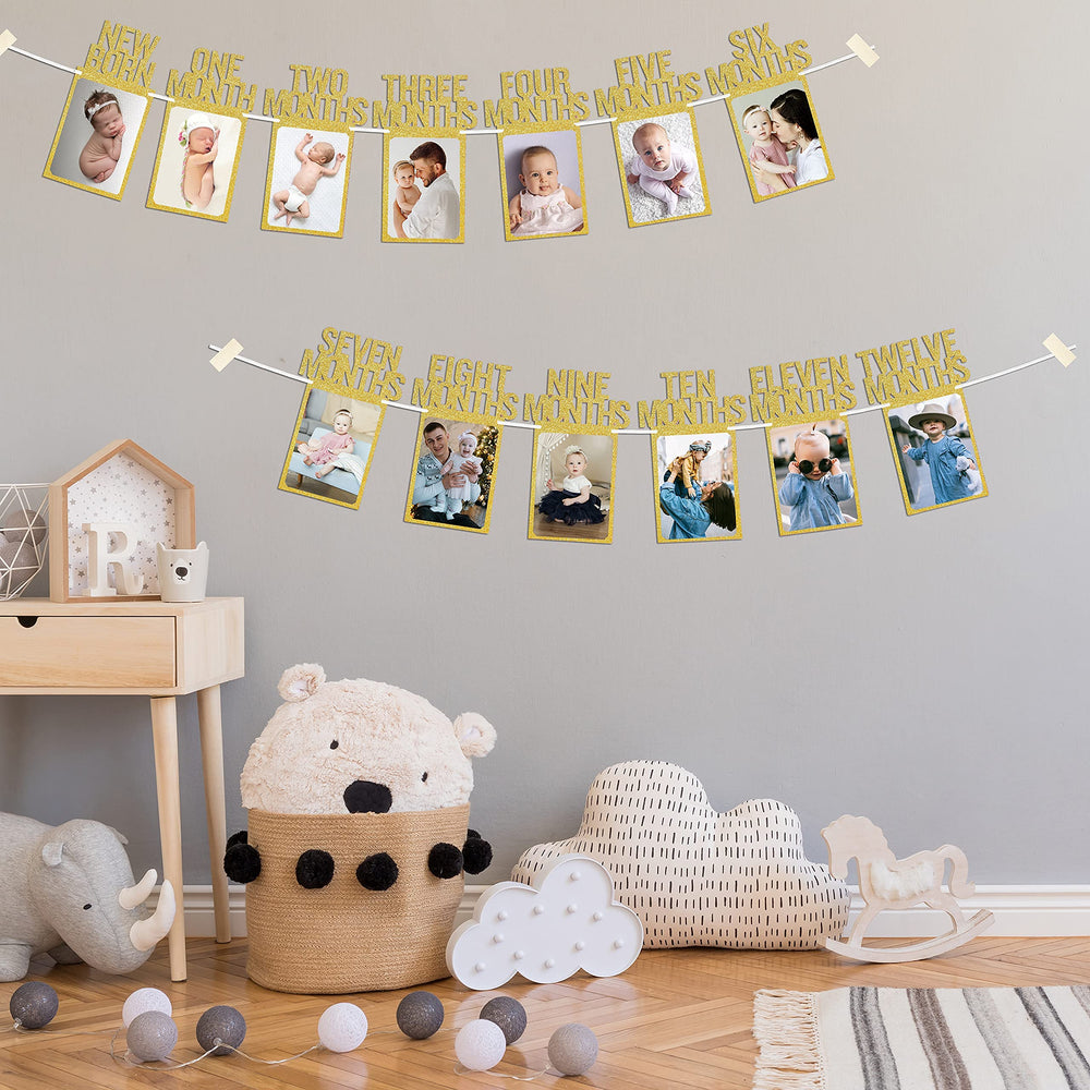 PartyHooman gold banner closeup adds festive elegance
