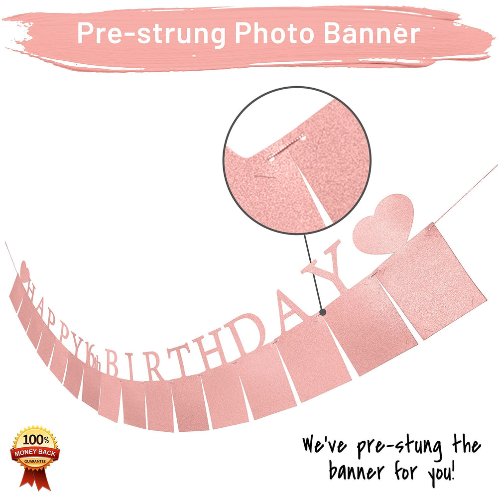 PartyHooman Sweet 16 banner with sixteen photo frames displaying memories.