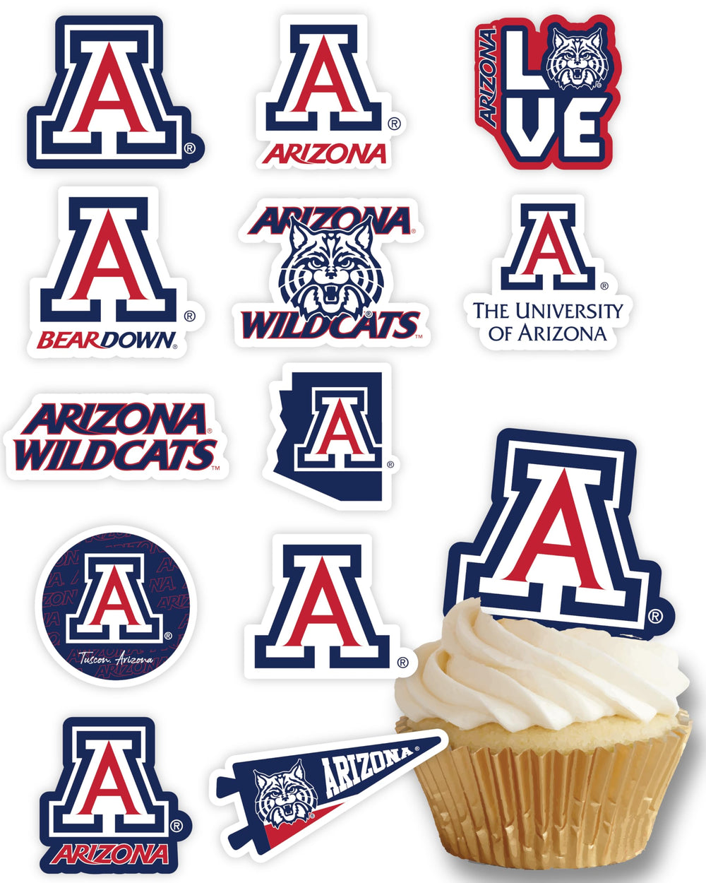 PartyKandy Arizona Wildcats cupcake topper ready to use for simple party décor