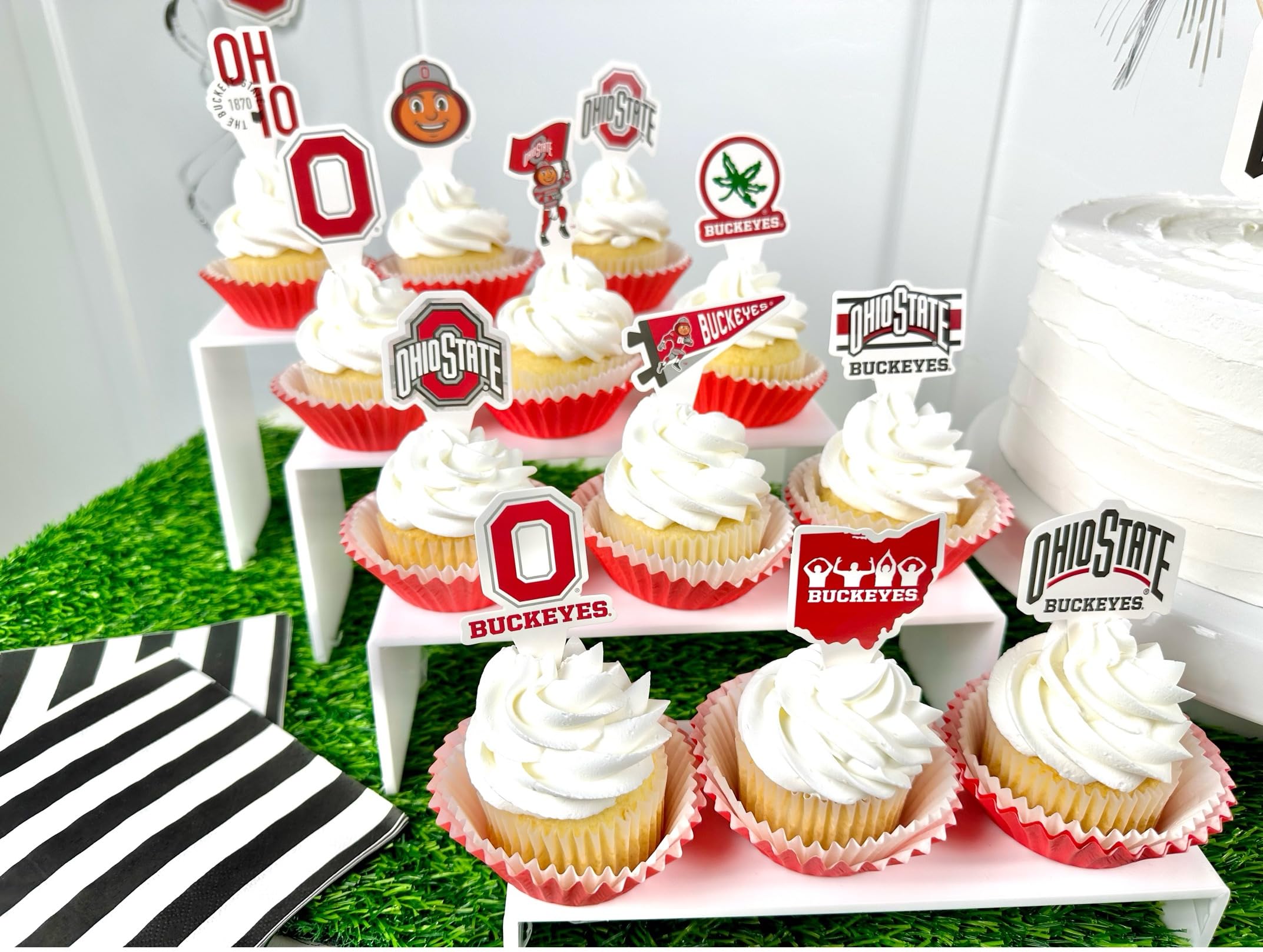 PartyKandy Ohio State toppers coordinate with tableware for a unified OSU look