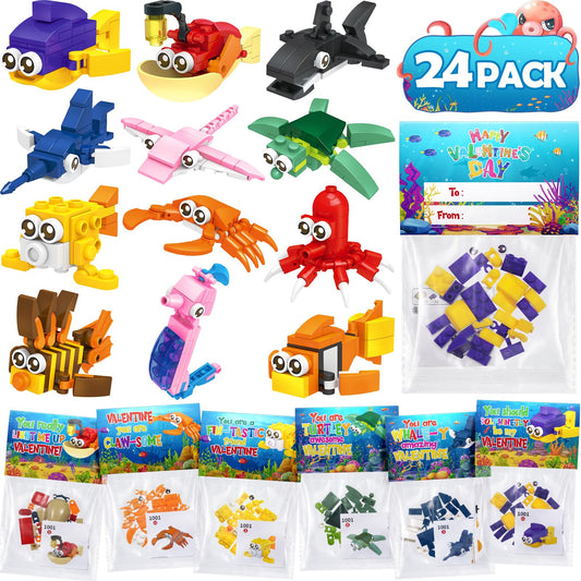 Partylamb sea animals building blocks 24-pack for classroom gifts