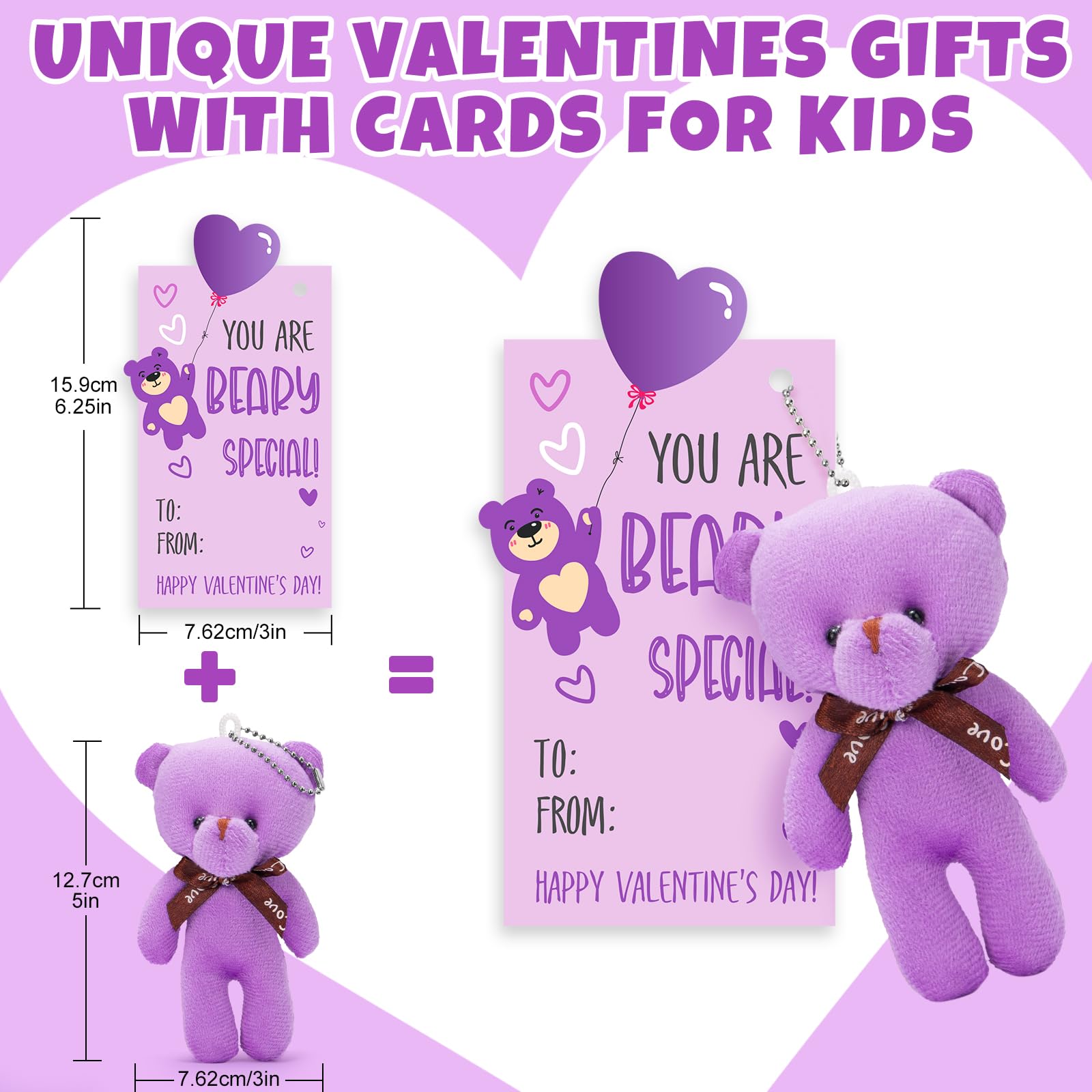 Partylamb Valentines cards for kids with bright colors and cute bear design