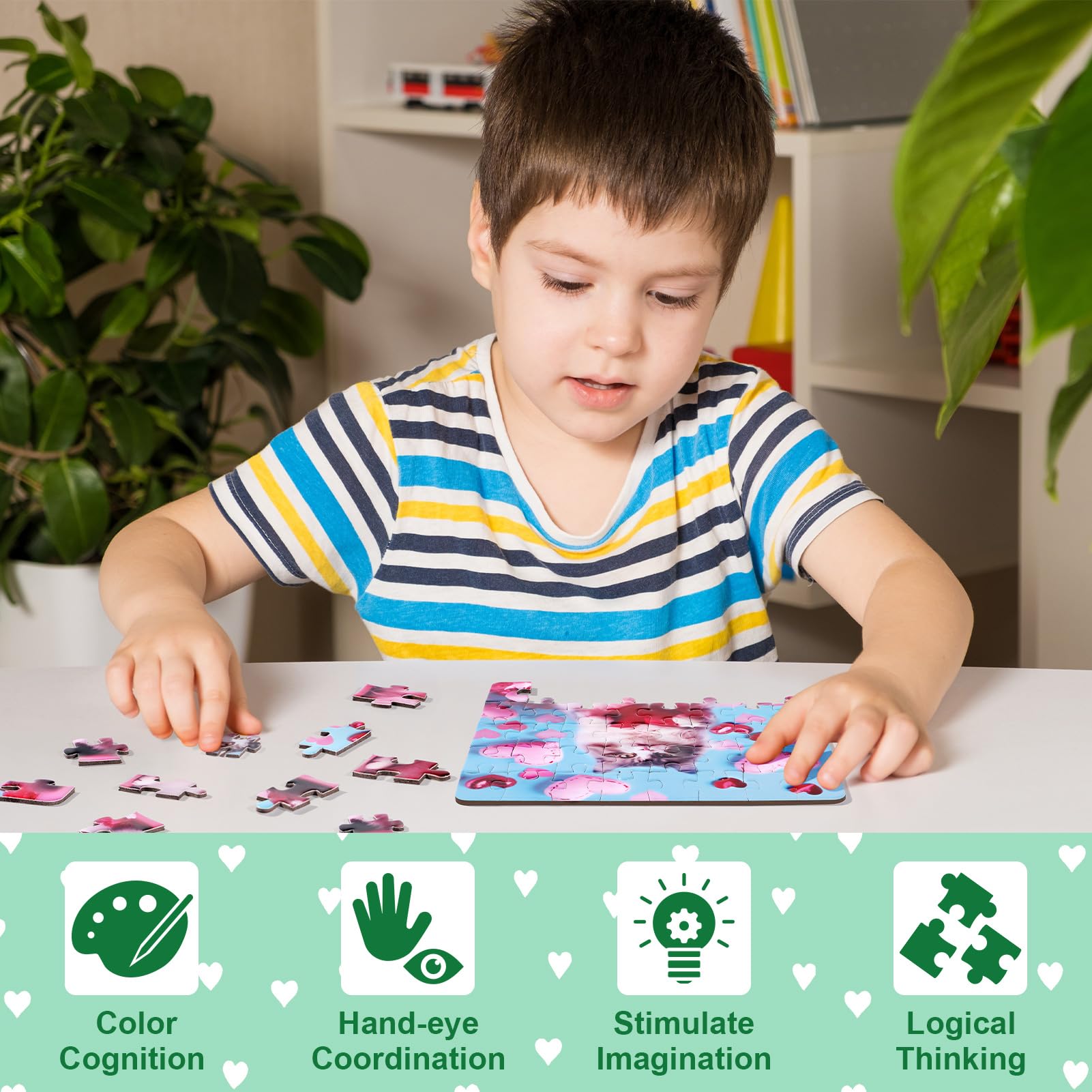 Partylamb educational activity that supports hand-eye coordination and creative thinking.