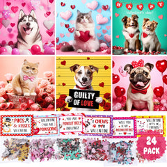 Partylamb Valentines kids puzzle set with cat and dog designs, ideal for classroom gift exchanges and coordination.