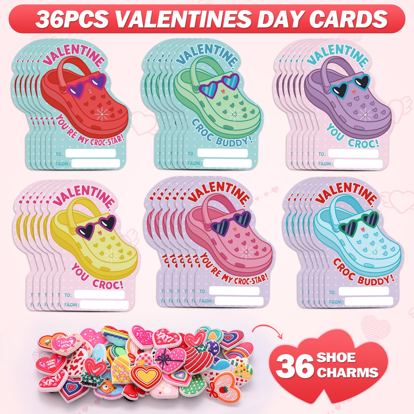 PARTYLOUD heart shoe charms are durable PVC companions for cards.